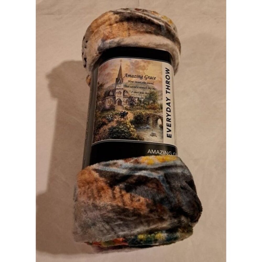Amazing Grace Hymn Plush Gift Throw Blanket Religious Gospel Song Poem Church - Picture 3 of 3